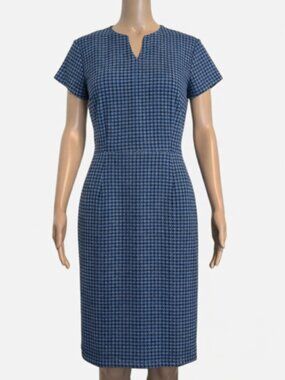 Robert Graham Diane Blue Geometric Print Minimalist Sheath Dress Workwear 10